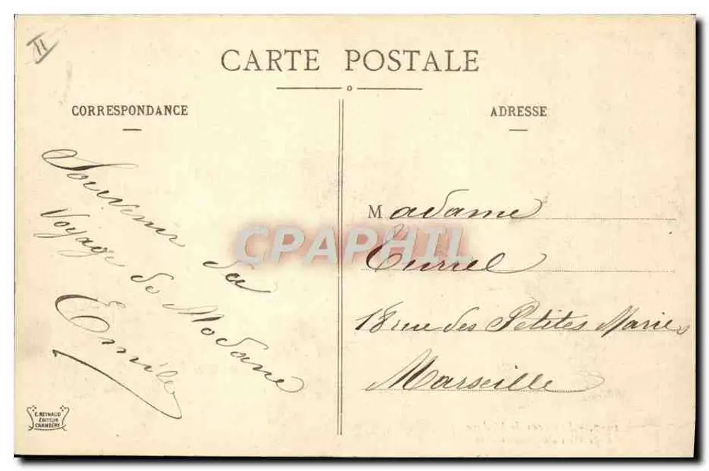 Papeterias do Mont Cenis — Arredores de Modane — Editor C. Reynaud, n° 1217 - Verso