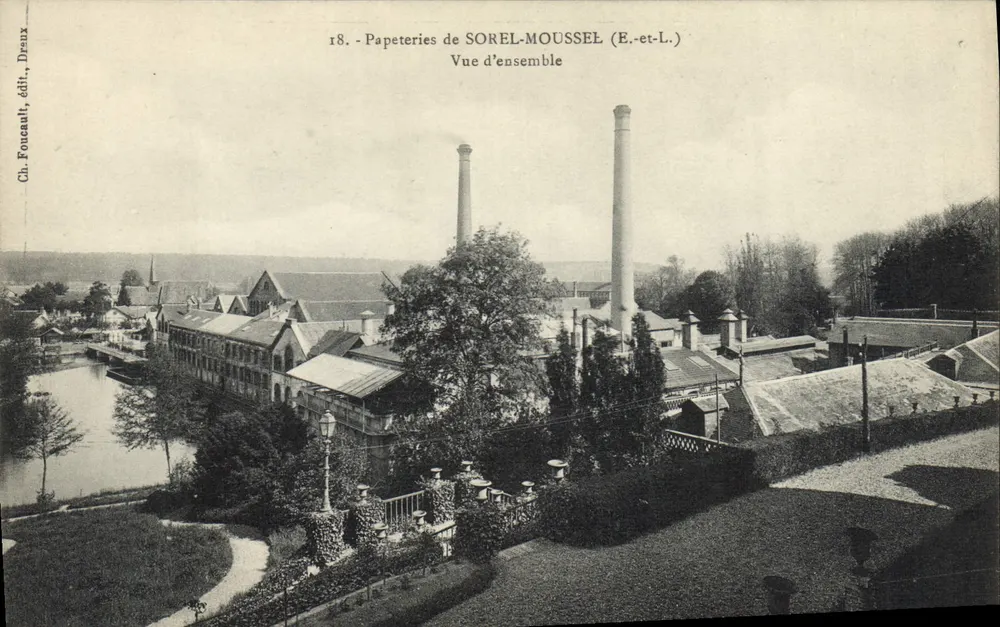 Papeterias de SOREL-MOUSSEL (E.-et-L.) — Vista geral — Ch. Foncault, editor, Dreux - Frente