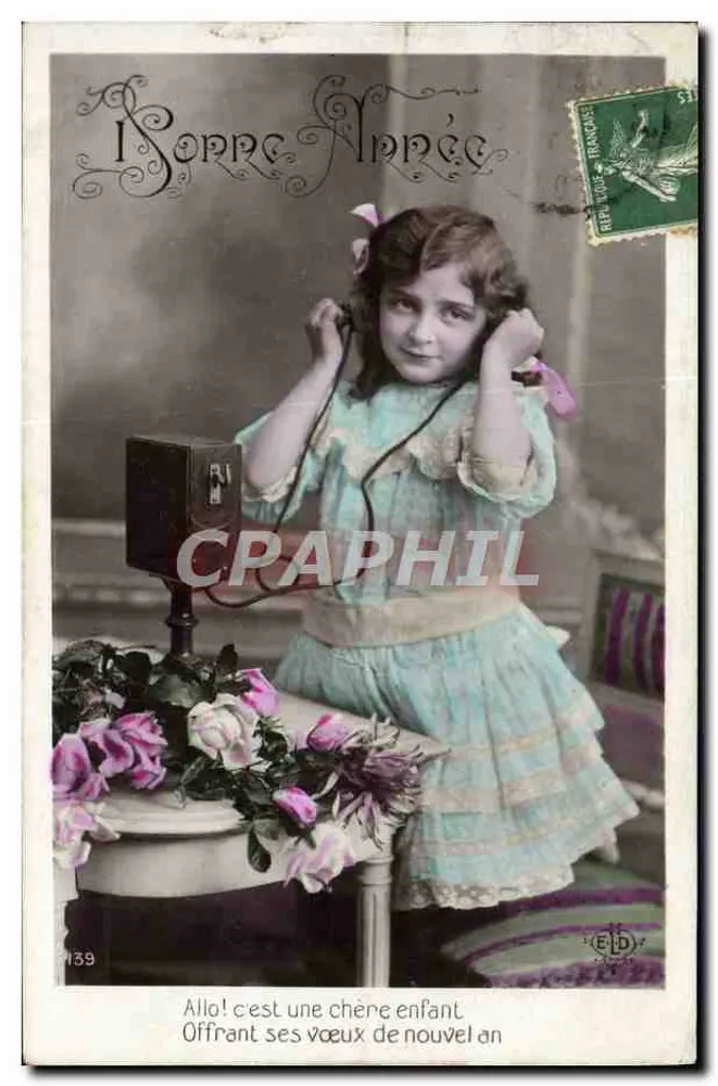 Criança brincando com um telefone — Boa Ano — Editor ELD, n°139 - Frente
