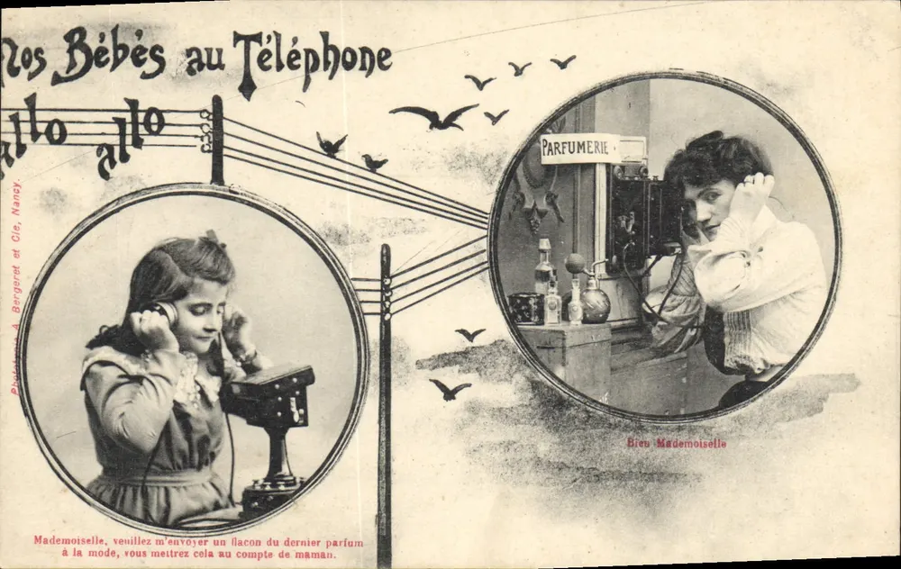 Niños al Teléfono — Publicidad de Perfume — Fotógrafo Bergeret & Cie, Nancy - Anverso