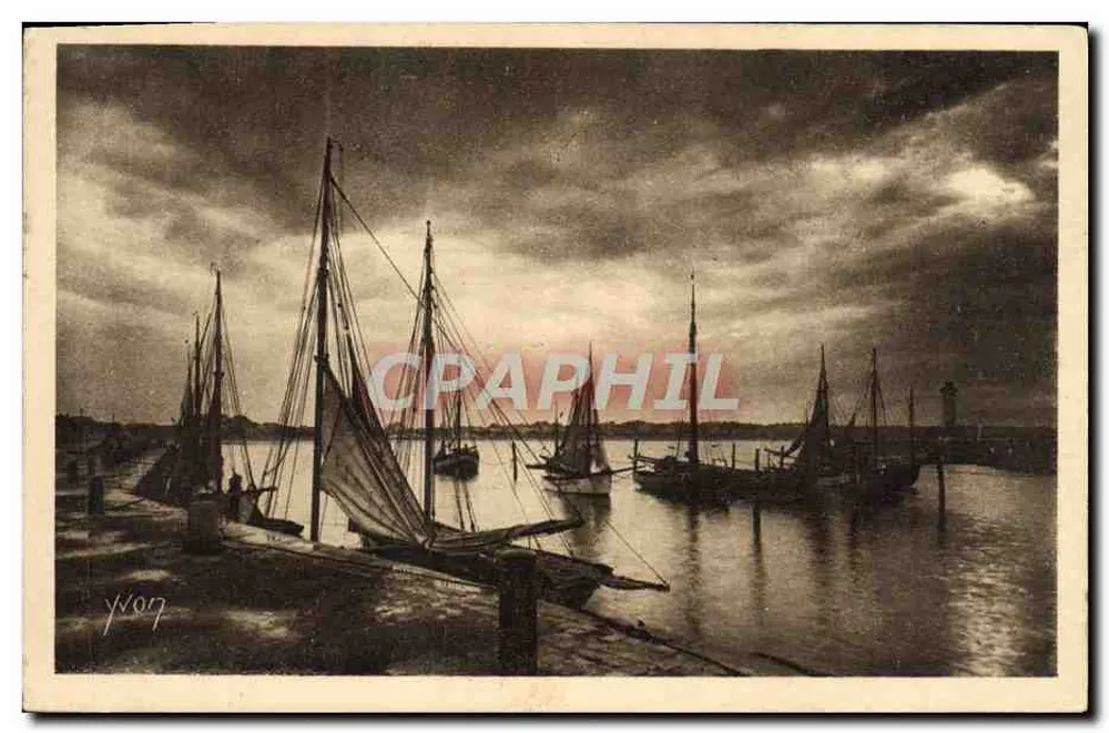 El Puerto al atardecer bajo tormenta — Royan — Edición de A. YVON, París, n°17 - Anverso