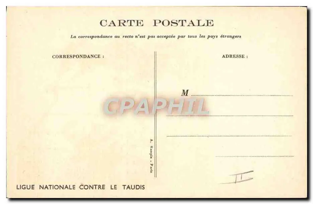 Crianças observando uma criança dormindo em um piano — ilustração de N. M. B. — Ligue Nationale Contre le Taudis - Verso