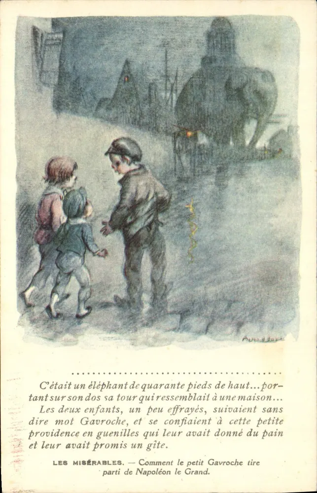 Les Misérables — Wie der kleine Gavroche sich von Napoleon dem Großen bedient — Verlag H. M. de Léon, Paris - Vorderseite