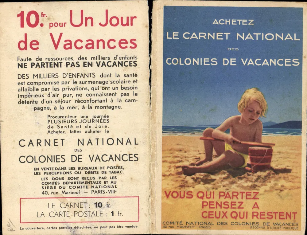 Urlaubskolonien — Nationaler Broschüren — Nationaler Ausschuss für Urlaubskolonien — Paris - Vorderseite