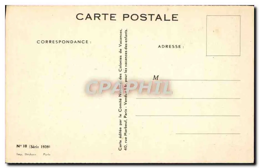 Um pouco de conversa — cena de crianças — Louis Redon, N° 10 (Série 1939) - Verso
