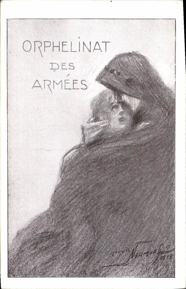 Orfanato das Forças Armadas — Tema: órfãos de guerra — Editor: Devambez Gr. & Passage des Panoramas, Paris - Frente