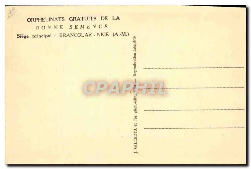 Ein liebes Herz, das an uns denkt — Bonne Semence — J. Gilletta, Nice - Rückseite