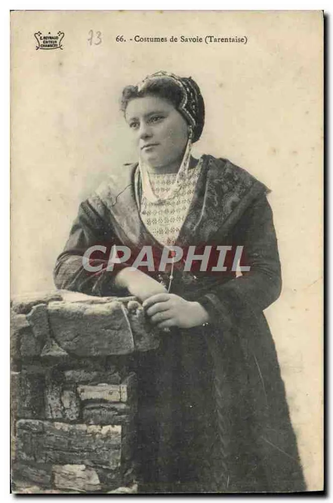 Mulher em traje tarentais — Savoie — L. Reynaud, Editor, n°13 - Frente