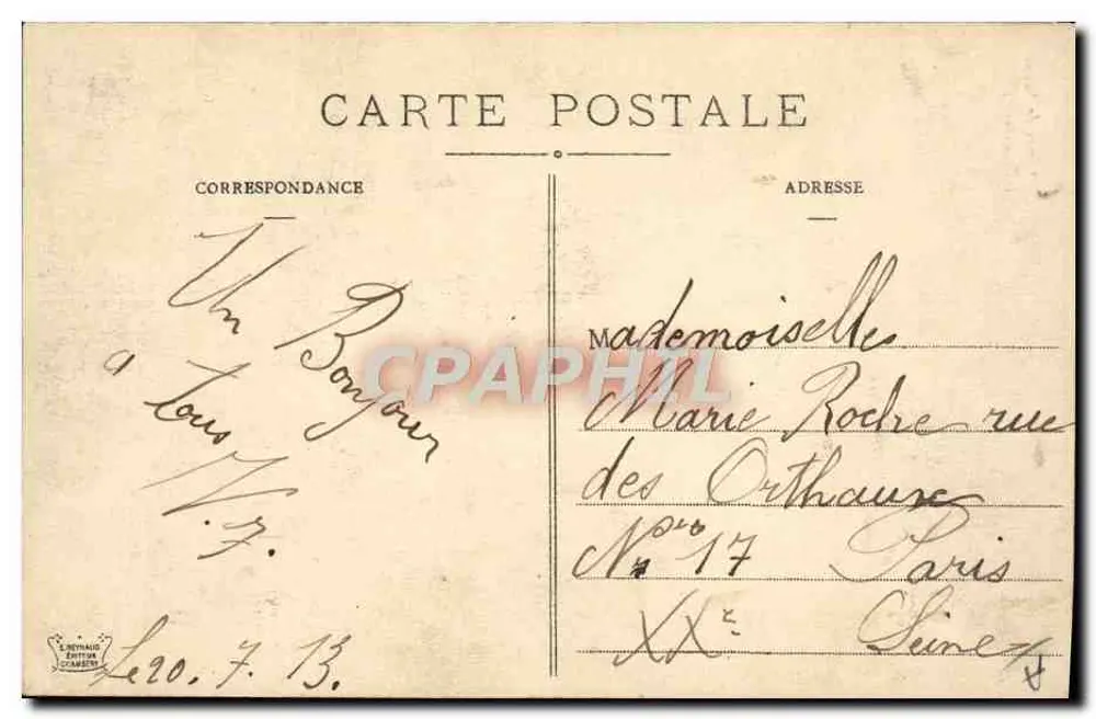 Mulher em traje tarentaise — Savoie — Edição Crambes - Verso