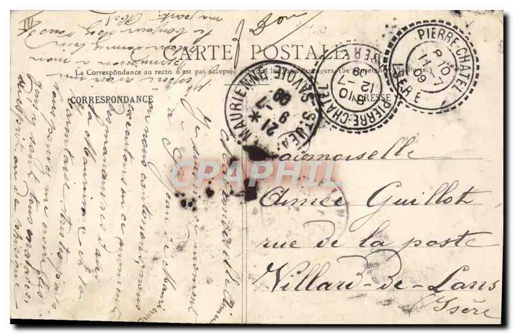 Trajes da Saboia (Arredores de Chambéry) — 8. — Fot. Perla — Editor Reynaud, Chambéry - Verso