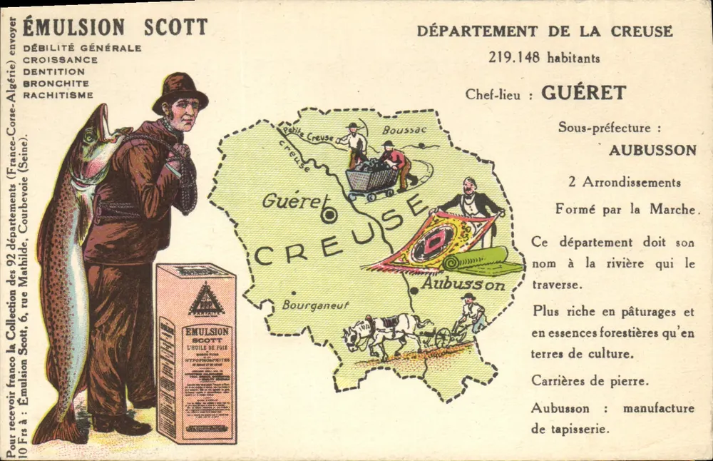Departamento de la Creuse — Emulsión Scott — Editor: Colección Scott, 6, calle Mathilde, Courbevoie (Seine) - Anverso