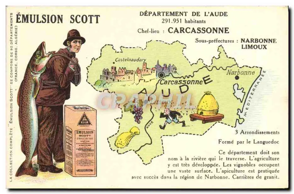 Departement der Aude — Scott Emulsion — Werbeansichtskarte - Vorderseite