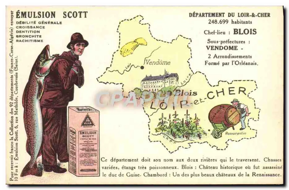 Département Loir-et-Cher — Werbekarte für Scott-Emulsion — Verlag Collection Franco - Vorderseite