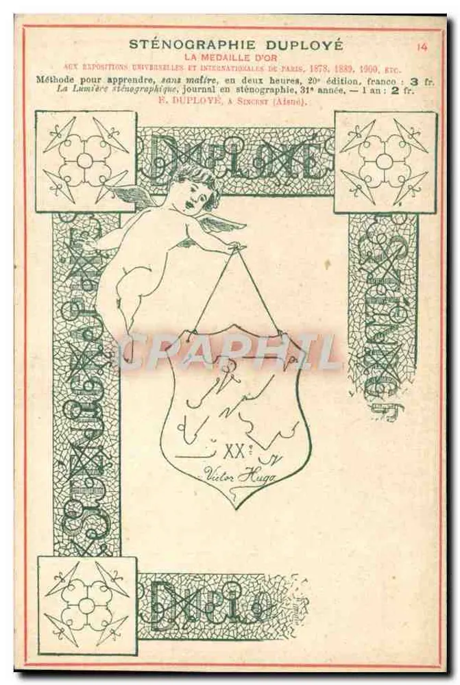 Duployé Stenography — Method and Journal — publisher F. Duployé, at Sincure (Ain) - Front