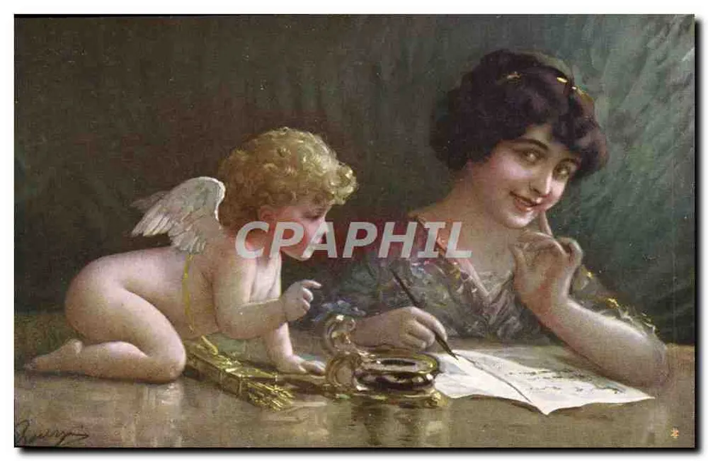 Cupidus und Frau — Büro-Szene — J. Joury - Vorderseite