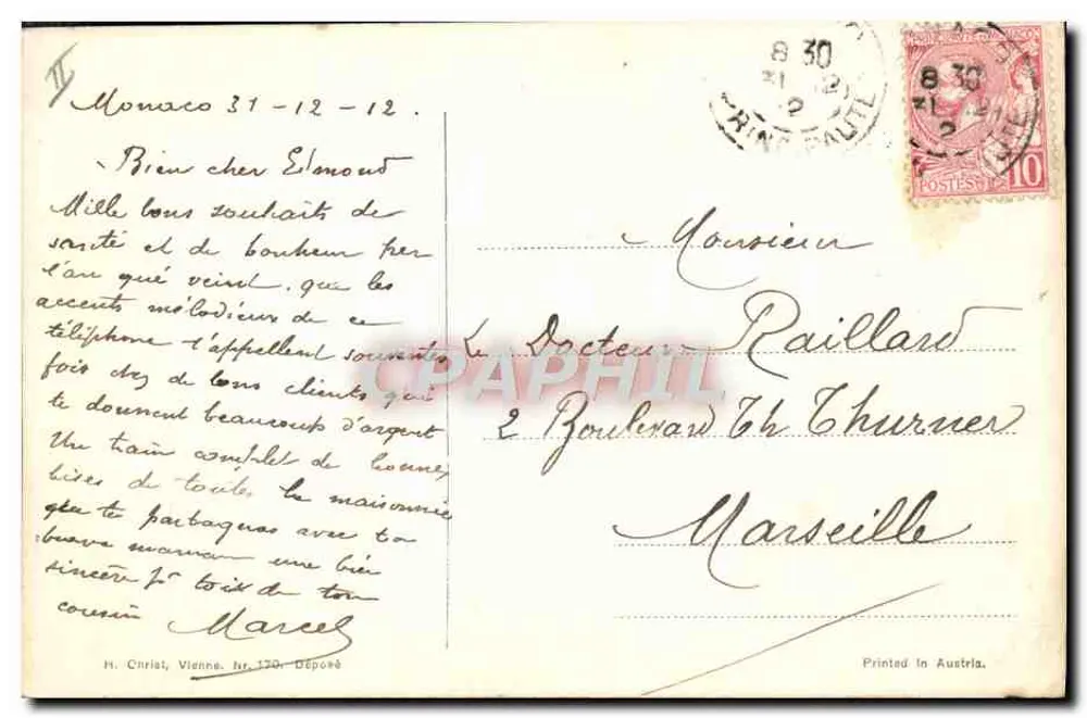 Cerberos festivos — Boa Ano e Feliz Aniversário — H. Christ, Viena, Nr. 170 - Verso