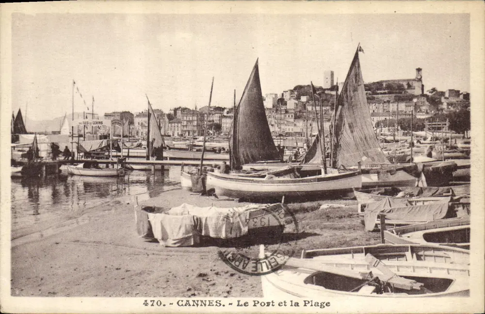 CANNES — Blick auf den Hafen und den Strand — J. GILLETTA, Nice, n° 470 - Vorderseite