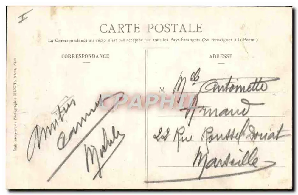 CANNES — Die Strand und Berge des Estérel — Édition Giletta, photo. Nice, Nr. 408 - Rückseite