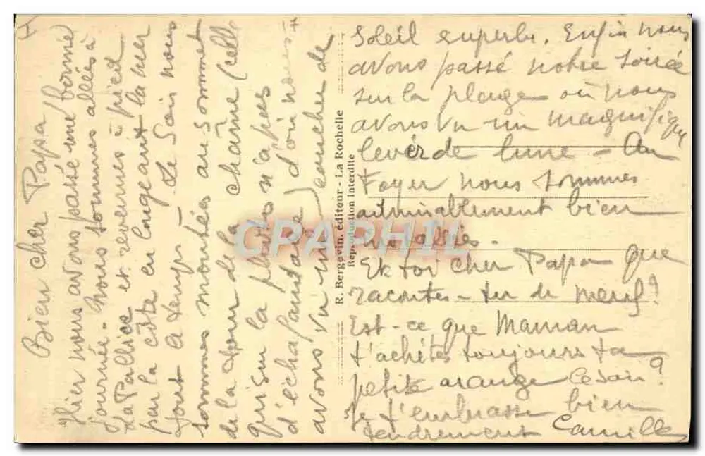 La Rochelle - Ansicht des Hafeneingangs — n°3208, Verlag R. Bergevin - Rückseite