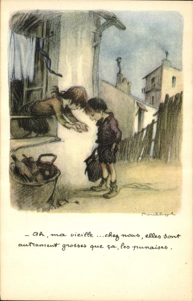 Arme Kinder in einer Straße — Illustration von Rouleby — Nationale Liga gegen Slums - Vorderseite