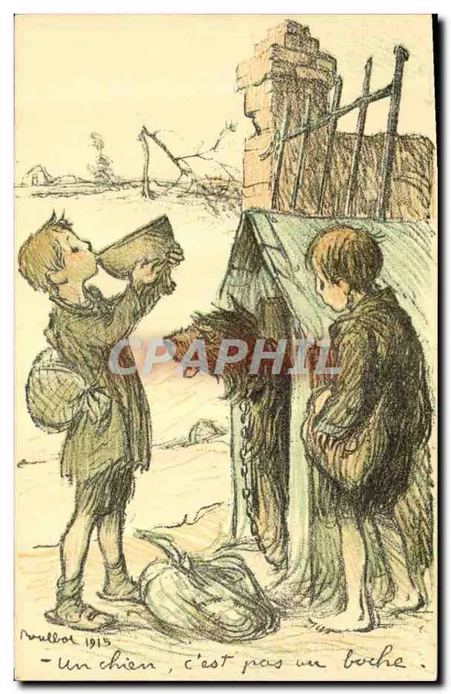 Kinder vor einem Hund — Kriegsszene — Paris COLOR, Nr. 56 - Vorderseite