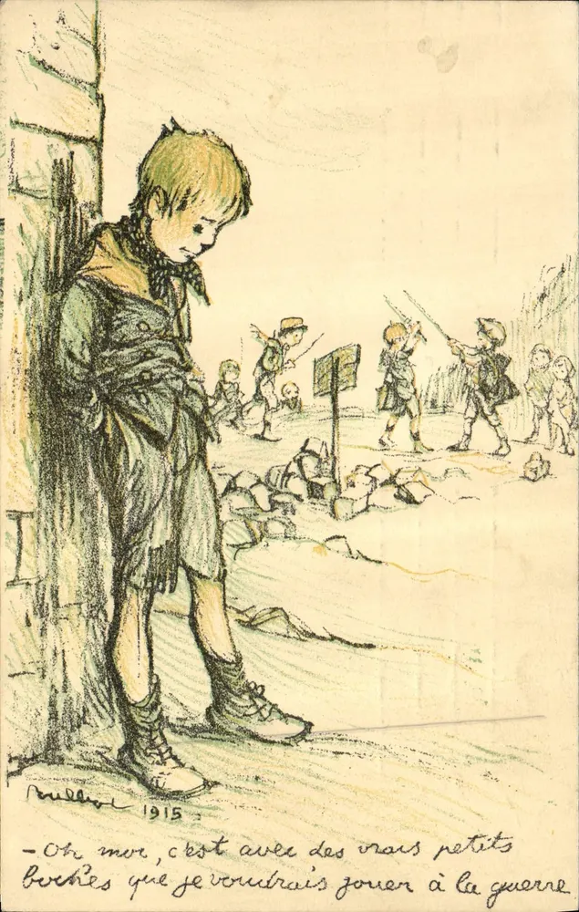 Kinder, die Krieg spielen — Zeichnung von P. Bulleux — Paris Color - Vorderseite