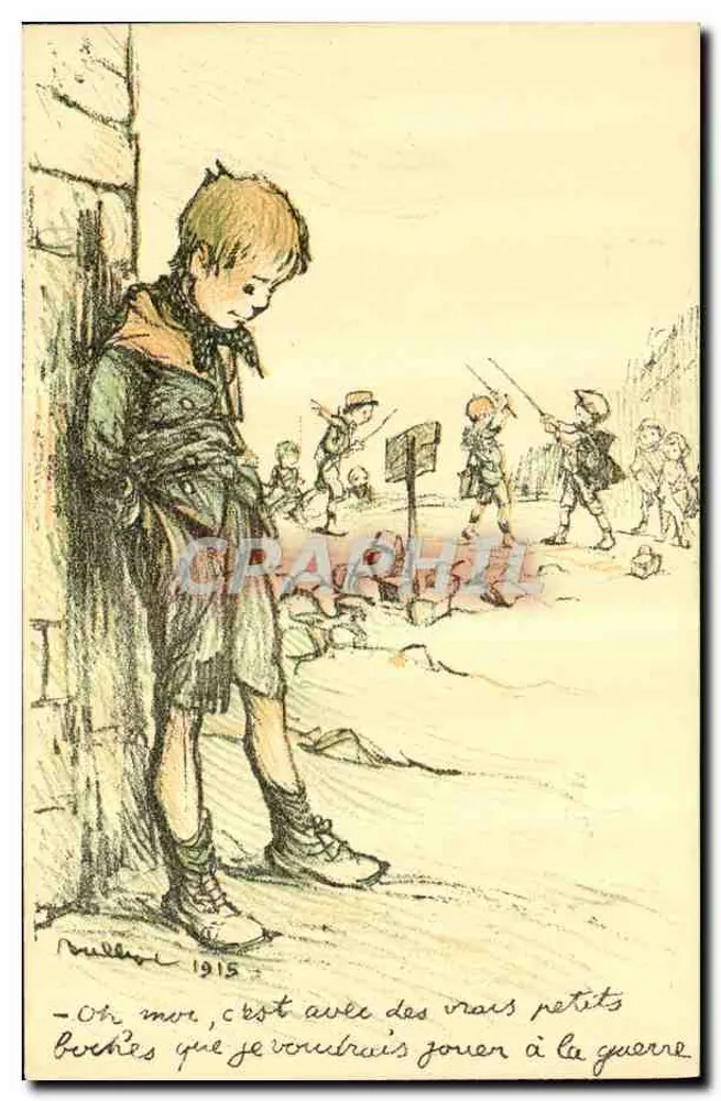 Trauriges Kind — Kriegsszene — Paris Color, Nr. 60. Kleine Franzosen - Vorderseite