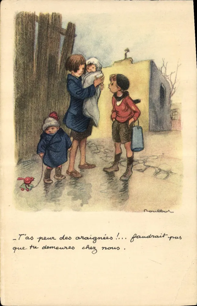 Kinder und Säugling — Straßenszene — Nouvellet - Vorderseite