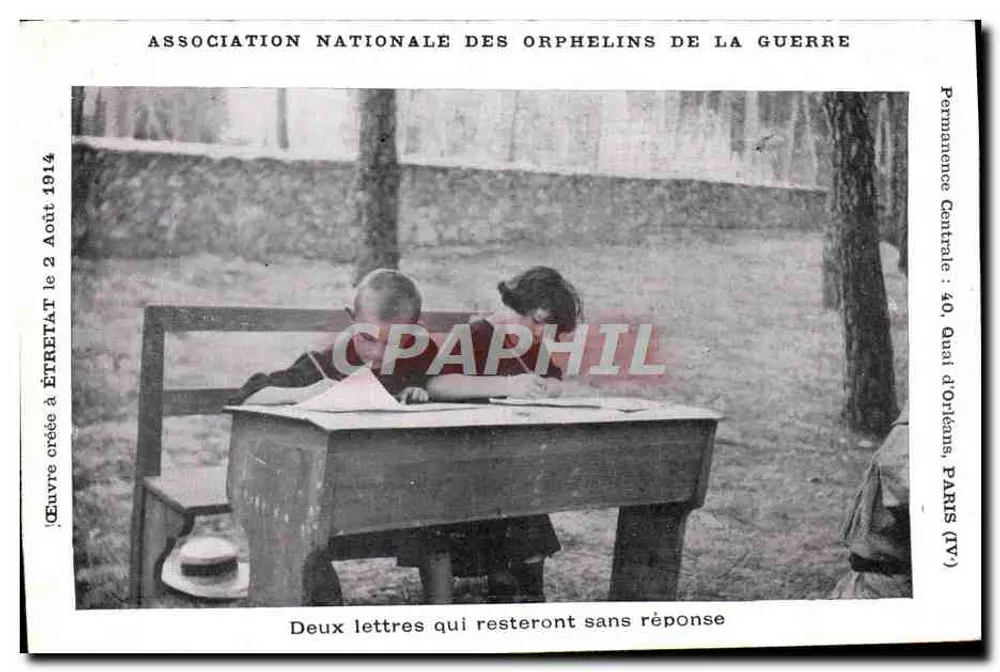 Zwei Briefe, die ohne Antwort bleiben — Nationale Vereinigung der Kriegswaisen — Zentralbüro: 40, Quai d'Orléans, PARIS (IVe) - Vorderseite