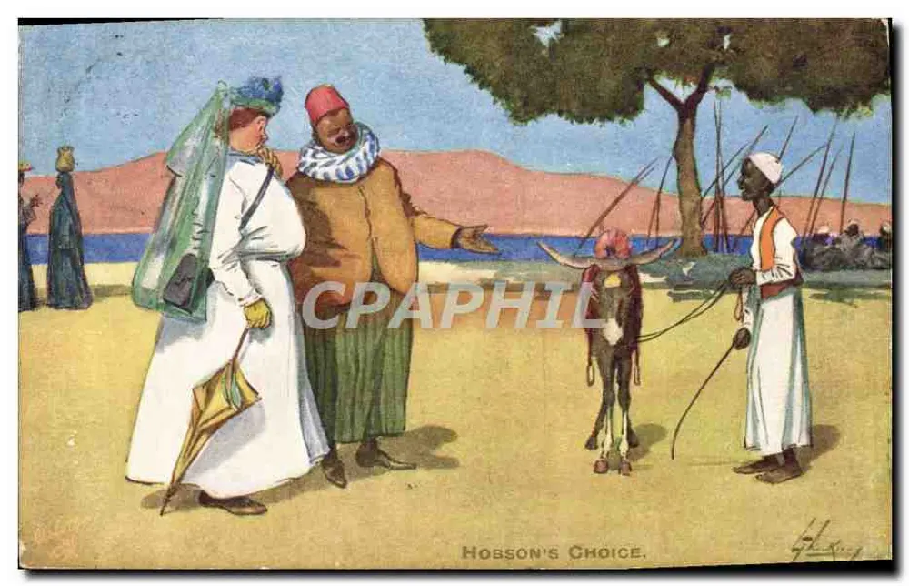 Hobson's Choice — Cena de praia com um jumento — Tuck's Post Card, série IV - Frente