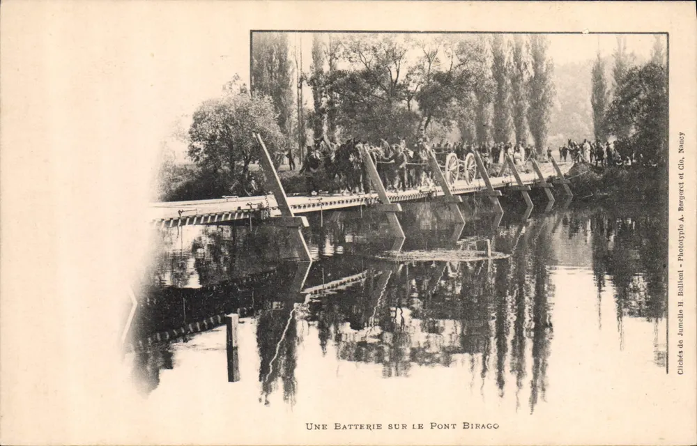 Eine Batterie auf der Birago-Brücke — Nancy — Clichés de Junolip H. Billon - Phototype A. Bougert et Cie - Vorderseite