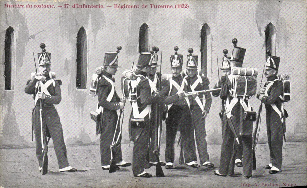 Soldaten des 37. Infanterieregiments — Regiment Turenne (1832) — Imp. A. Barbier, Nancy - Vorderseite