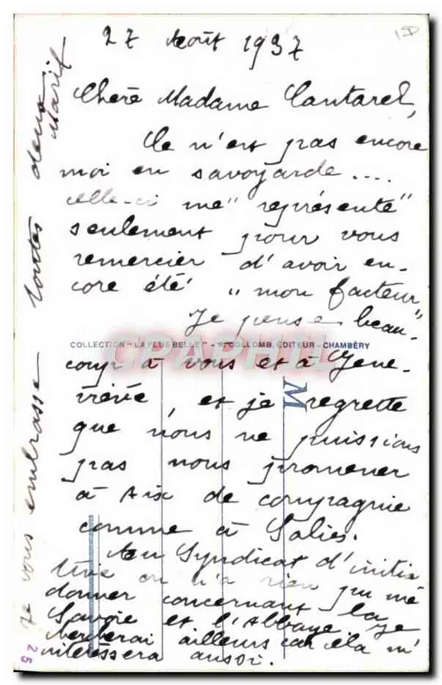 A Savóia Pittoresca — Os trajes da Savóia — Tarentaise — Aldiu, n°61 - Verso