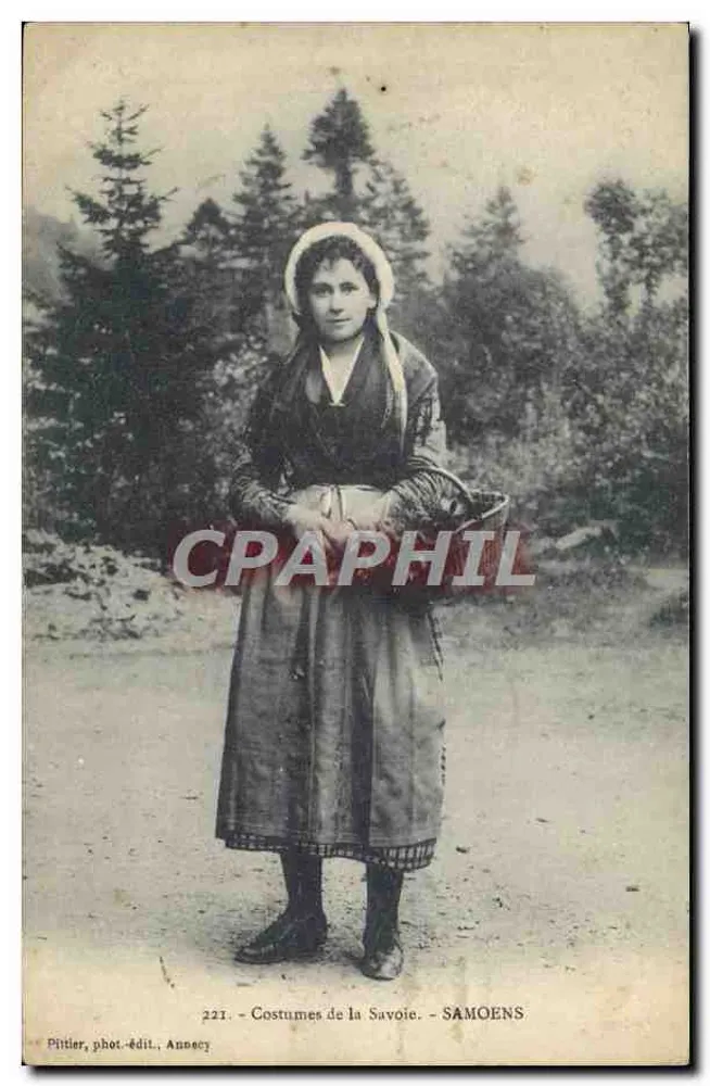 Mulher em traje da Saboia — Samoëns — Pititier, fot.-edit., Annecy, n° 221 - Frente