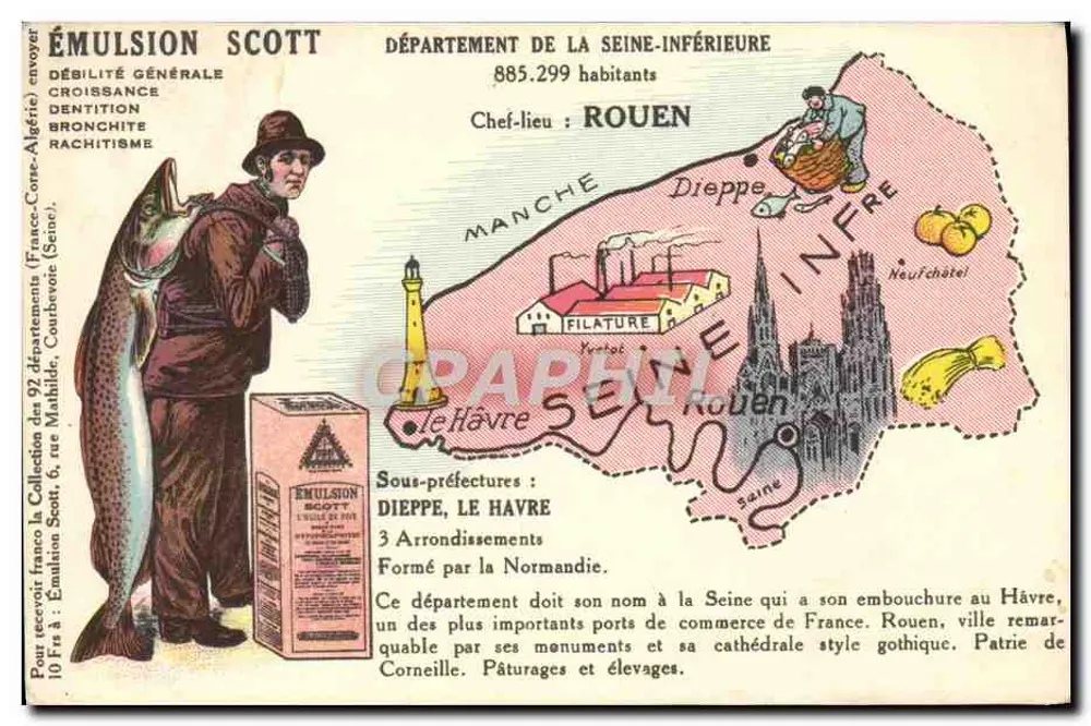 Departement Seine-Inférieure — geografische und touristische Karte — Scott Emulsion - Vorderseite