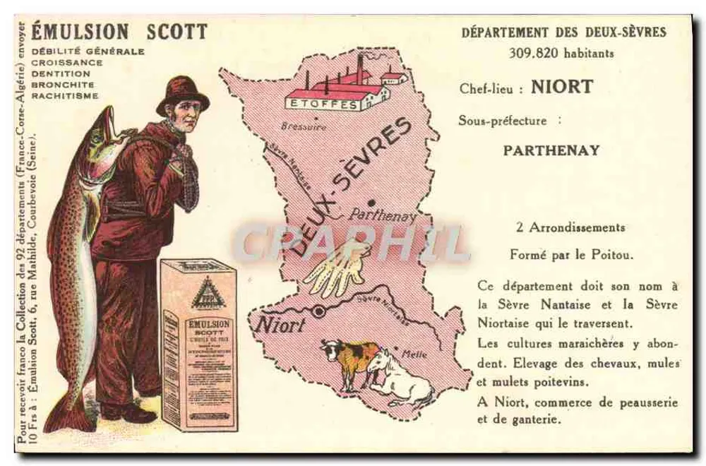 Departement der Deux-Sèvres — Scott Emulsion — Werbeansichtskarte - Vorderseite