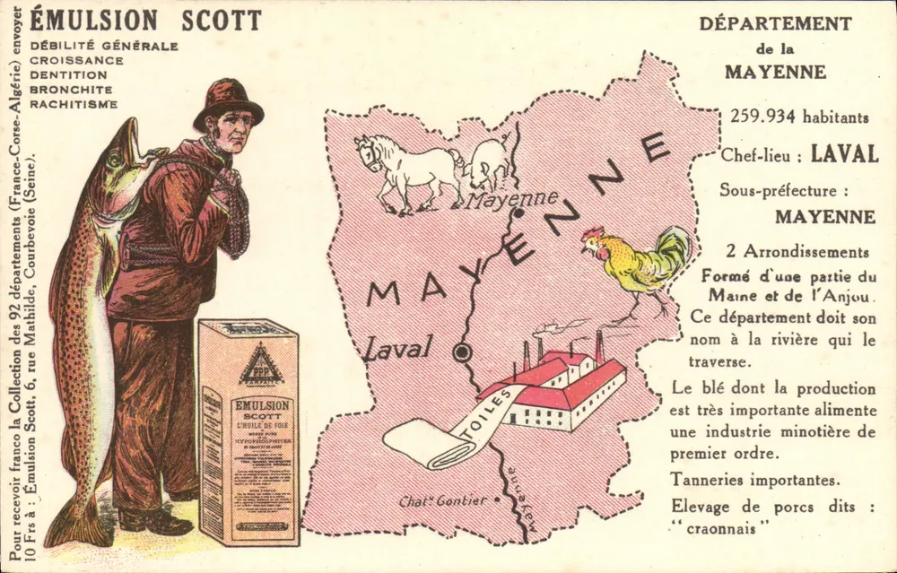 Departamento da Mayenne — carta publicitária para a emulsão Scott — editor Coleção Scott - Frente