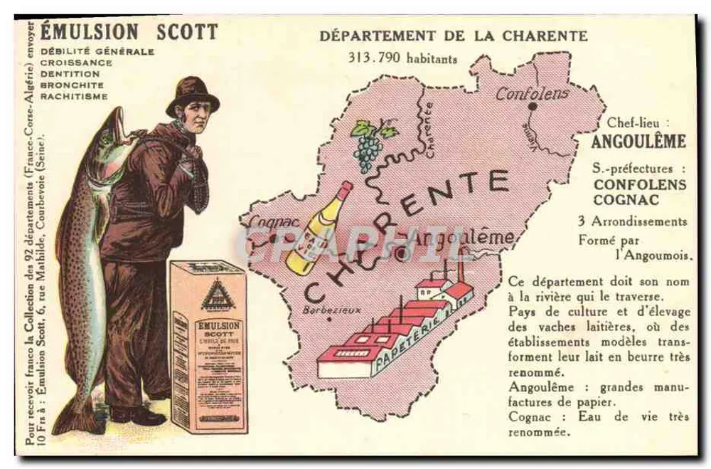 Abteilung Charente — Geografische und Werbemappe — Scott Emulsion - Vorderseite