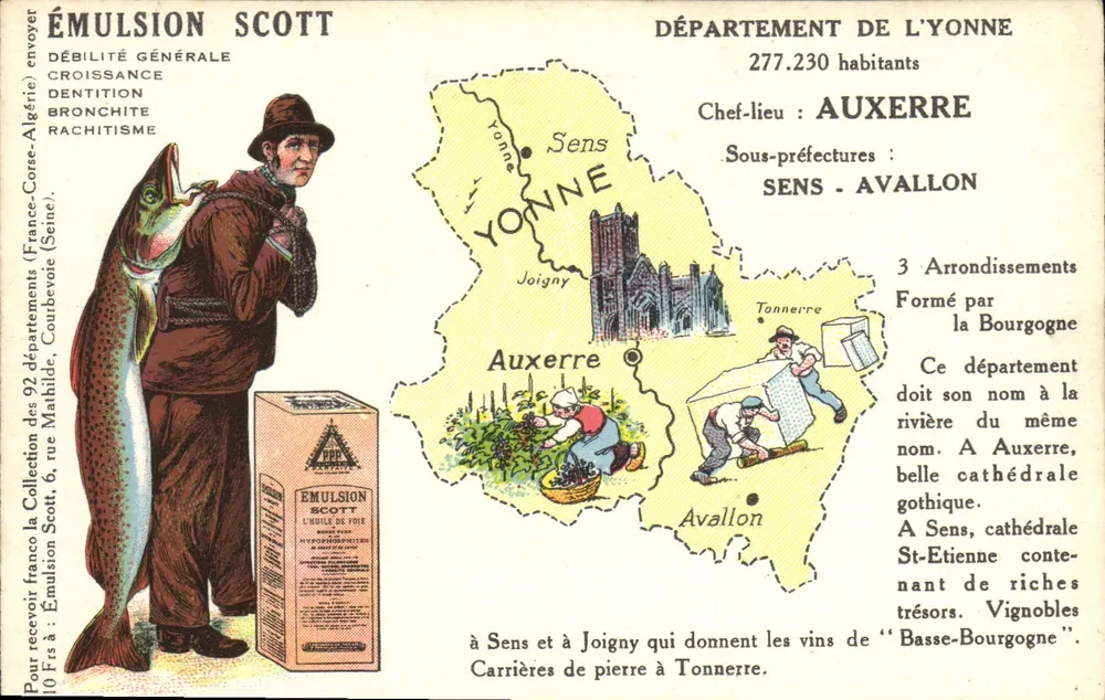 Departement der Yonne — Auxerre, Sens, Avallon — Verlag Scott - Vorderseite