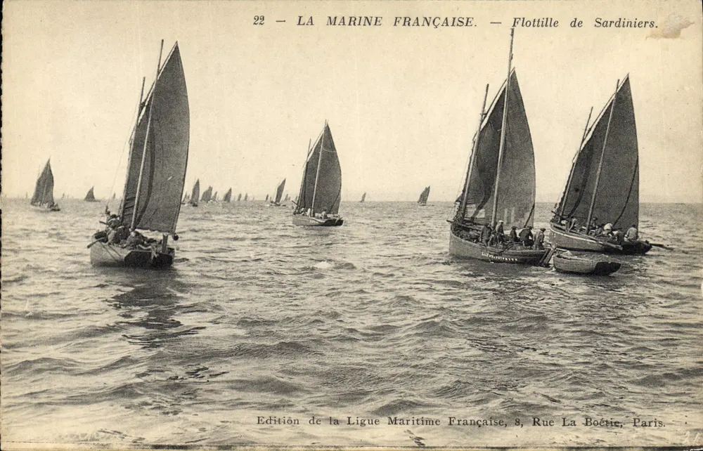 Flotilha de sardiniers — A Marinha Francesa — Edição da Ligue Maritime Francesa, 8, Rue La Boétie, Paris. - Frente