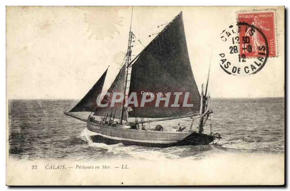 Calais — Pescadores no Mar — LL. - Frente