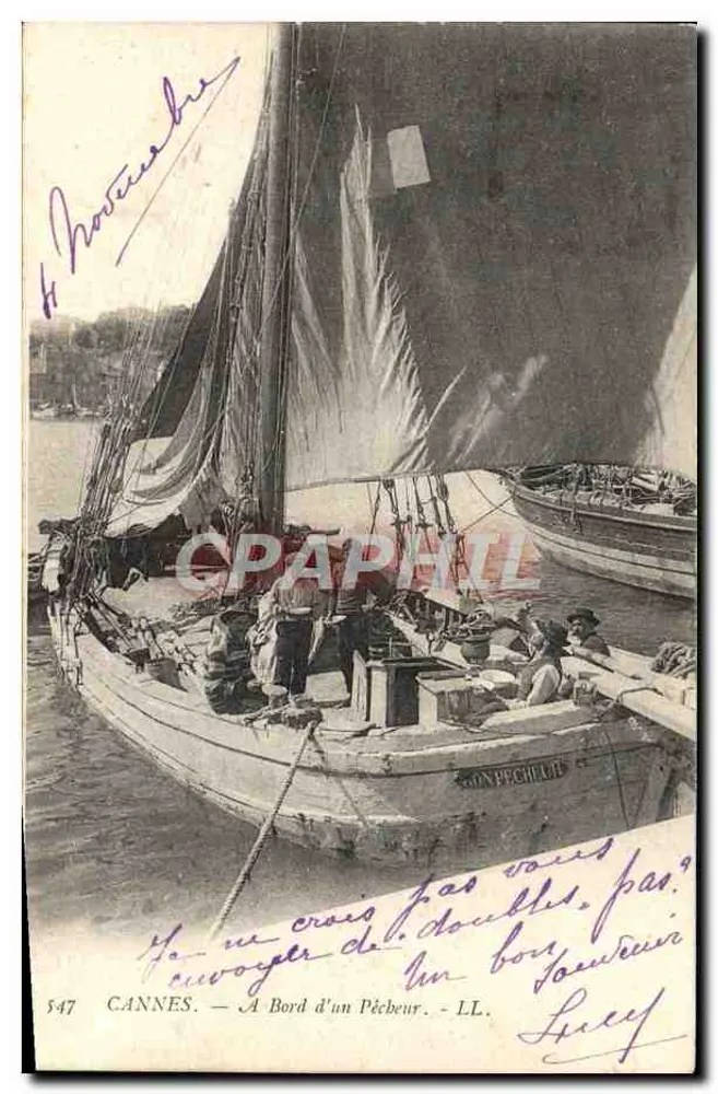 CANNES — A bordo de un pescador. - LL. - N° 547 - Anverso