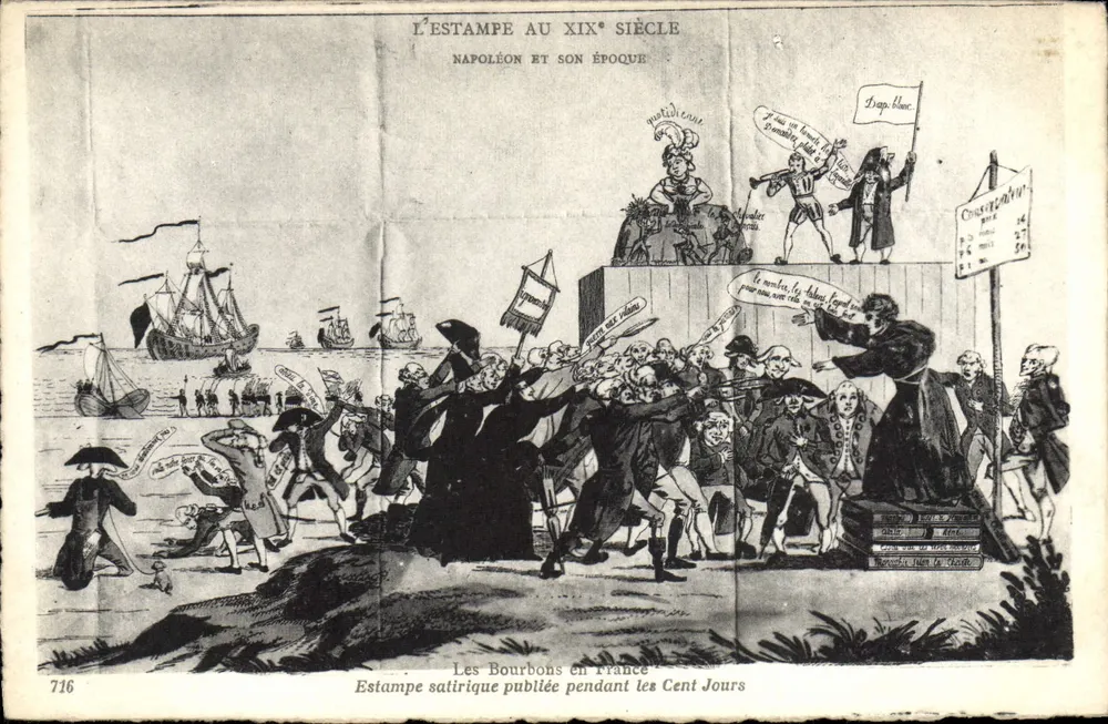 Die Bourbons in Frankreich — Satirische Lithografie während der Hundert Tage — n°716 - Vorderseite