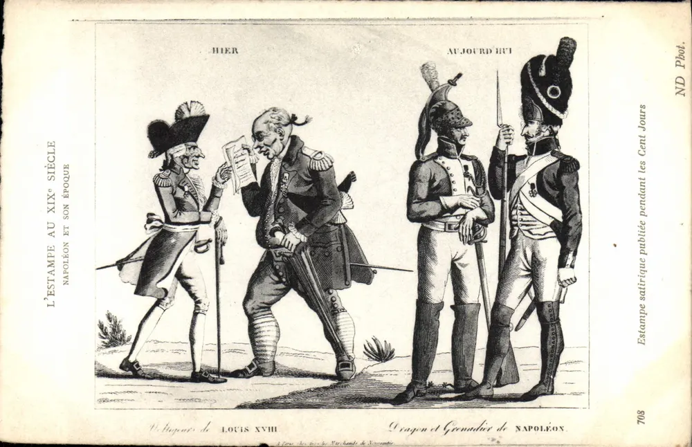 Napoleão e Luís XVIII — Comparação satírica — ND Fot. n°708 - Frente