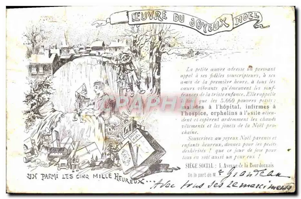 Obra do Natal Alegre — Um entre os cinco mil felizes — Sede: 1, Avenida da Bourdonnais - Frente