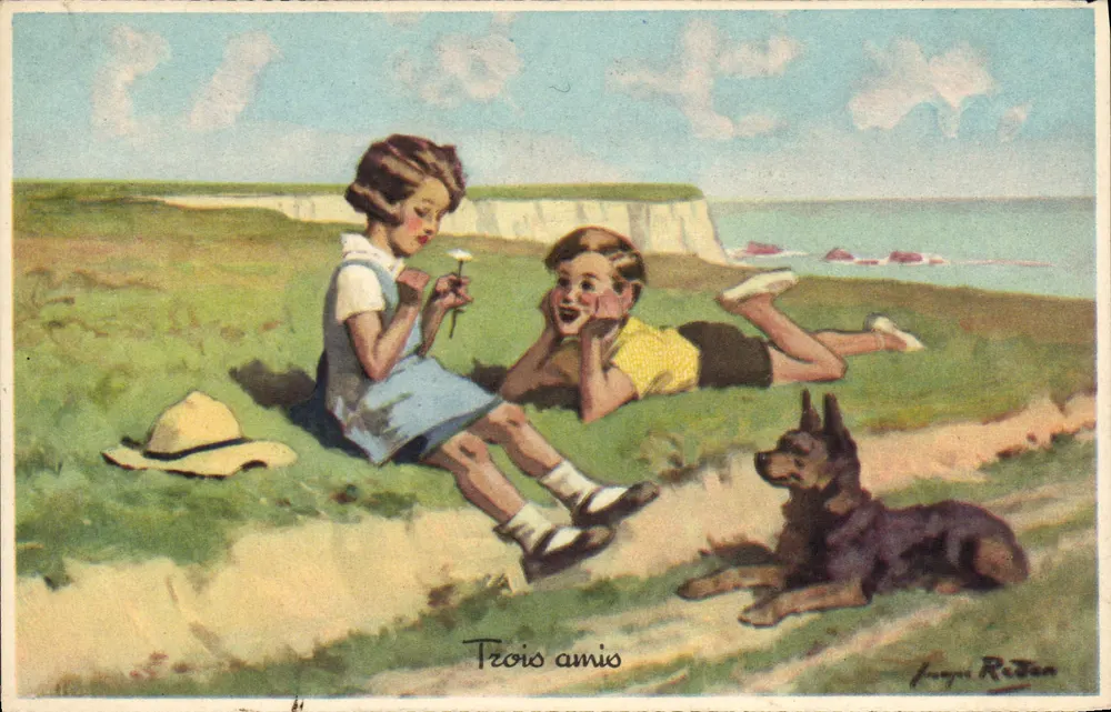 Drei Freunde — Strandlandschaft mit Klippen — illustriert von Jacques Ristan, Serie 1939 - Vorderseite