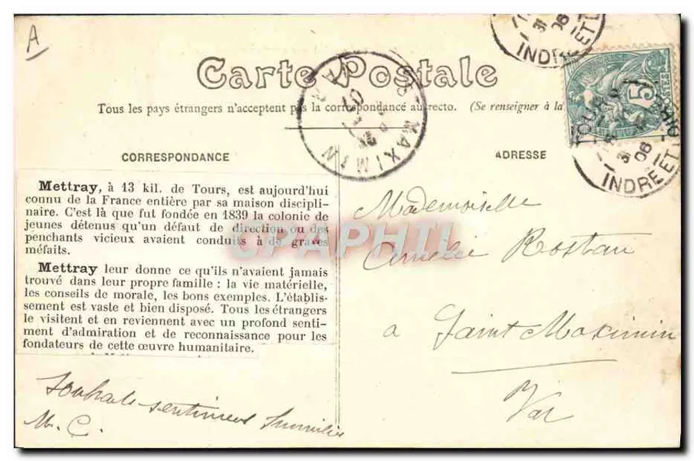 Mettray (I.-et-L.) — A colônia — Editor GB 2 - Verso