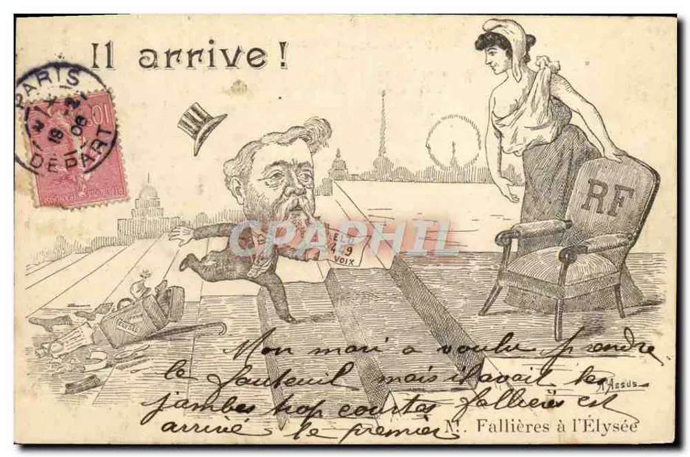 Herr Fallières am Élysée — politische Karikatur — Verlag nicht sichtbar - Vorderseite