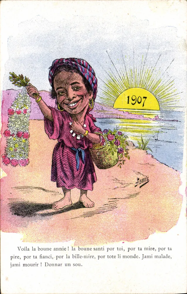 Frau am Strand — Jahr 1907 — ASSUS, Verlag Hâb-el-Oued, Algier - Vorderseite