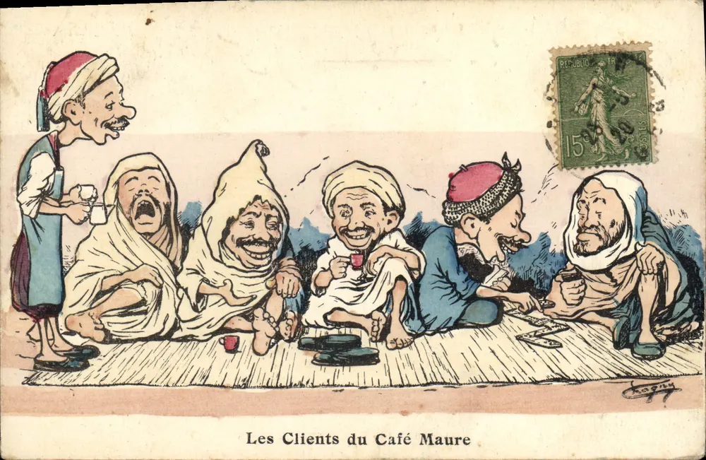 Die Kunden des Maure-Cafés — Karikatur — L. Chagny, Dess.-Édit., 27, R. Michelet, Alger - Vorderseite
